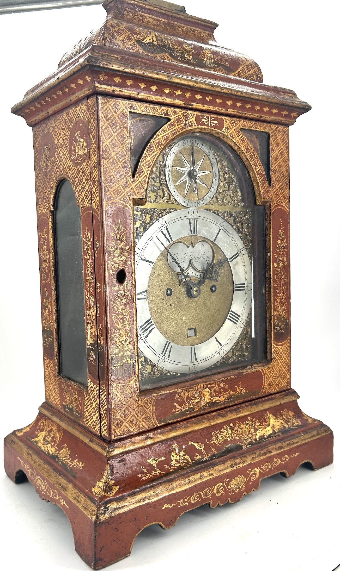 Outstanding Red Chinoiserie English Verge Twin Fusee Bracket Clock – Ca 1760 - Image 21